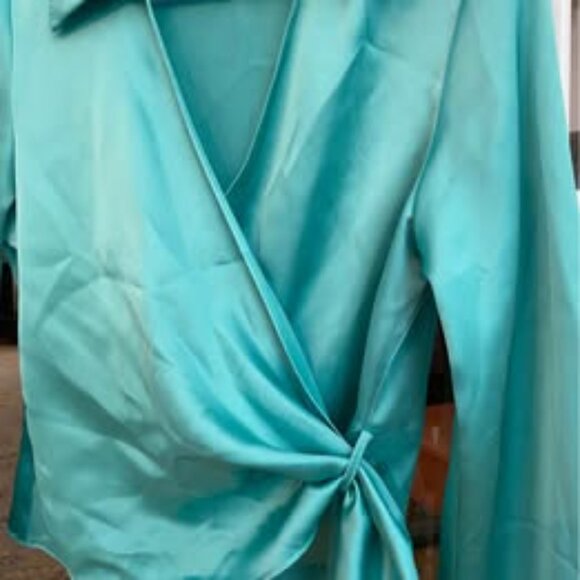 ZARA Satin Effect Wrap Blouse - Picture 2 of 4